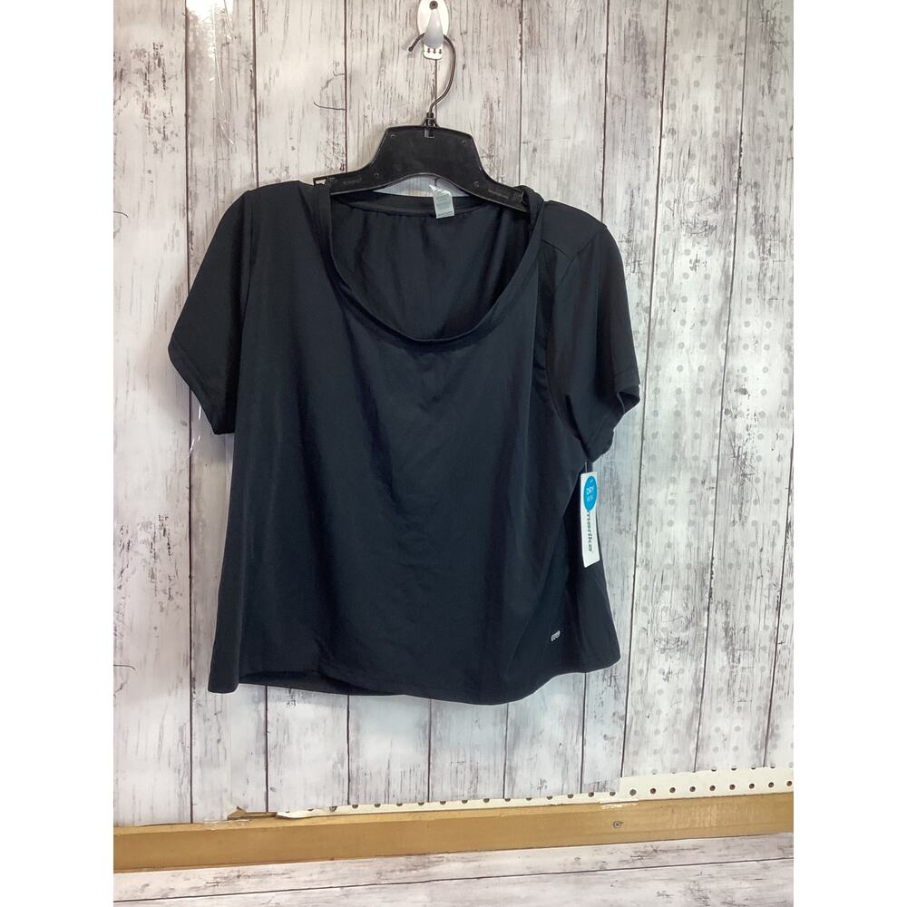 Marika Shirt Women Large Black T-shirt Short Sleeve Cropped